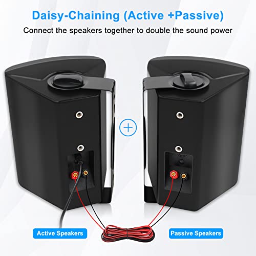 Herdio 6.5 Inches Outdoor Bluetooth Speakers Waterproof with Powerful Bass,Wall Mount Speakers Wired Weather Resistant for Patio Home Deck Porch Backyard 400 Watts(Black)