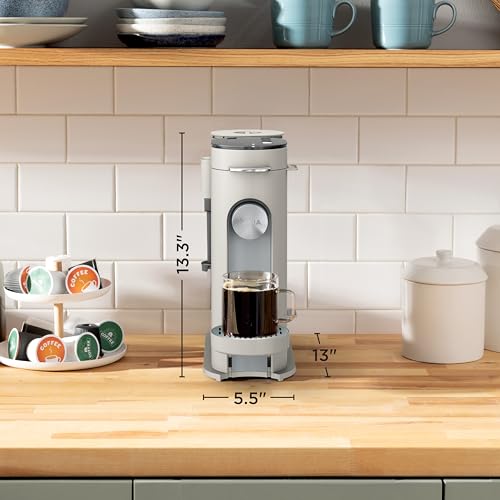 Ninja Pod and Grounds Specialty Single Serve Coffee Maker, K-Cup Pod Compatible, Brews, Compact Design, Built-in Milk Frother, 56 Ounces Reservoir, 6 Ounces Cup to 24 Ounces Mug Sizes, Stone, PB051ST