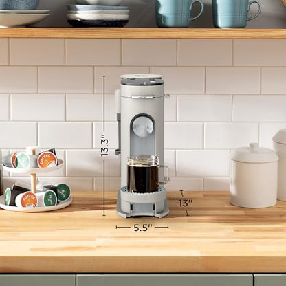 Ninja Pod and Grounds Specialty Single Serve Coffee Maker, K-Cup Pod Compatible, Brews, Compact Design, Built-in Milk Frother, 56 Ounces Reservoir, 6 Ounces Cup to 24 Ounces Mug Sizes, Stone, PB051ST