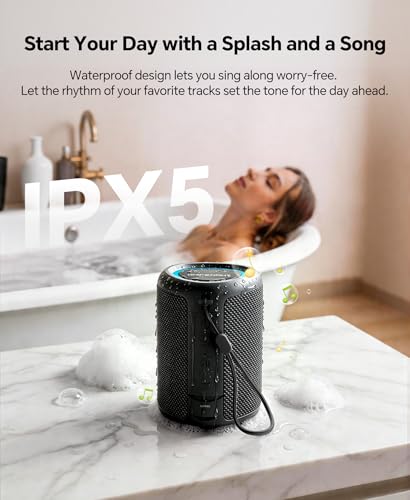 Portable Bluetooth Speaker Beach Essentials: Powerful Crystal Clear Sound/Dynamic Light/IPX5 Waterproof/All Day Playtime/Wireless BT 5.3/TWS Paring, Mom Gifts, Outdoor|Travel|Camping|Pool Accessories