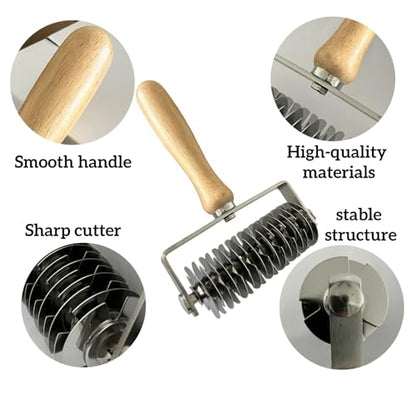 Pastry Lattice Roller Cutter，Stainless Steel Pie Crust Cutter Tool for Pastry Dough, Pizza Bread and Beef Wellington