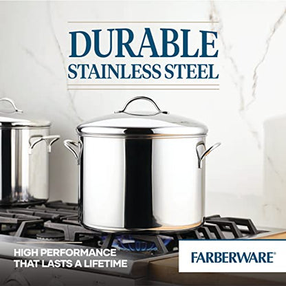 Farberware Classic Series Large Stainless Steel Induction 16 Quart Stock Pot with Lid