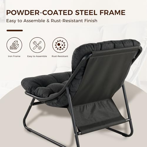 Grand patio Outdoor Lounge Chair with Footrest & Cushion, Dark Gray