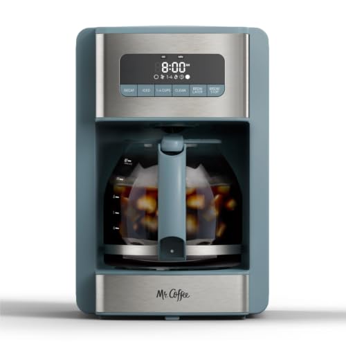 Mr. Coffee® 12 Cup Coffee Maker, Coffee Maker with Decaf Brew and Iced Coffee Brew Settings, Small Batch Setting for 1 to 4 Cups, Reflection