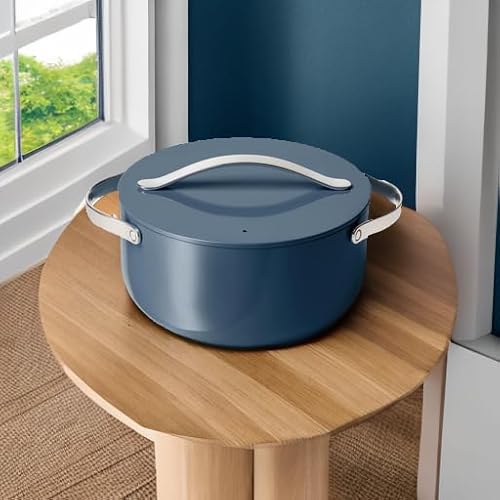 Caraway Nonstick Ceramic Dutch Oven Pot with Lid (6.5 qt, 10.5") - Non Toxic, PTFE & PFOA Free - Oven Safe & Compatible with All Stovetops (Gas, Electric & Induction) - Navy