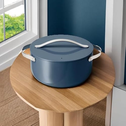 Caraway Nonstick Ceramic Dutch Oven Pot with Lid (6.5 qt, 10.5") - Non Toxic, PTFE & PFOA Free - Oven Safe & Compatible with All Stovetops (Gas, Electric & Induction) - Navy