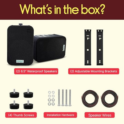 Dual Waterproof Outdoor -Speaker System - 6.5 Inch Pair of Weatherproof Wall / Ceiling Mounted -Speakers Heavy Duty Universal Mount - Use in the Pool, Patio, Indoor - Pyle PDWR50B (Black)