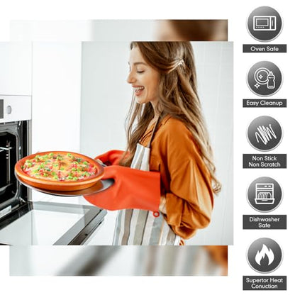 Thenshop 8 Pieces 9 Inch Pizza Pans Bulk Stainless Steel Sets Round Bakeware Pizza Trays for Oven Kitchen Baking Home Restaurant Safe Sturdy Reusable Easy Clean(Silver)