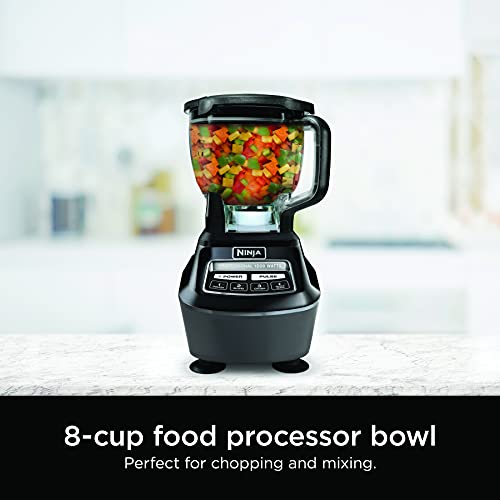 Ninja Kitchen System | All-in-One Food Processor & Blender for Smoothies | Includes Pitcher, Travel Cup, & 8-Cup Bowl | Makes Salsa, Dough, Shakes, & Frozen Drinks | 120 Volts | Black | BL770AMZ