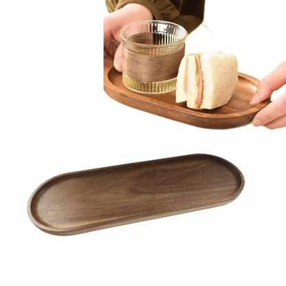 Oval Wood Serving Trays Set, Large Natural Wooden Serving Platters, Charcuterie Plates Board Snack Dessert Appetizer Serving Tray for Bread Cheese, Food Fruit Dishes, Kitchen Home Decor (2 Pack)