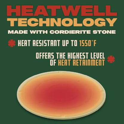 Concord Pizza Stone (2 Pack) with Cordierite Heatwell Technology. Pizza and Bread Baking, Grilling Stone. Durable and Safe (15" Round)