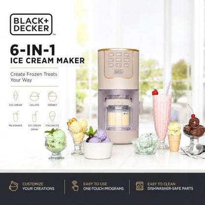BLACK+DECKER Ice Cream Maker for Families & Kids – Make Protein, Keto & Dairy-Free Ice Cream, Gelato & Milkshakes at Home – Easy Creamy Pint Machine with Mix-Ins