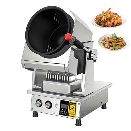 Automatic Stir Fry Machine Countertop LPG Cooker with Water Spray & Drum Design Smart 360° Cooking Machine Capacity 1.5L-9.3L,110V 100W Propane (Countertop)