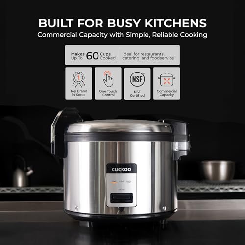 CUCKOO Commercial Rice Cooker & Warmer, Extra Large Rice Cooker 30-Cup Uncooked / 60-Cup Cooked, Professional Industrial Grain Cooker with Large Capacity, Easy One-Touch Operation, Silver (CR-3032)