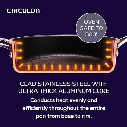 Circulon C1 Series Stainless Steel Nonstick Cookware Set - 11-Piece – Induction Pots & Pans Set with ScratchDefense, Metal Utensil Safe