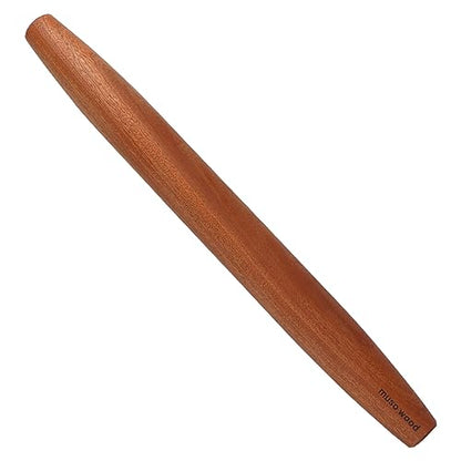 Muso Wood Sapele Wooden French Rolling Pin for Baking, Tapered Roller for Fondant, Pie Crust, Cookie, Pastry (French 17.5inch)