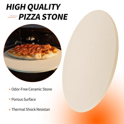 Round Pizza Stone for Oven, 13" Cooking Stone Compatible with Breville Smart Oven BOV800 BOV845, Cordierite Baking Stones for BBQ Grill, Pizza Stones BOV800PS Replacement for Breville Oven Accessories