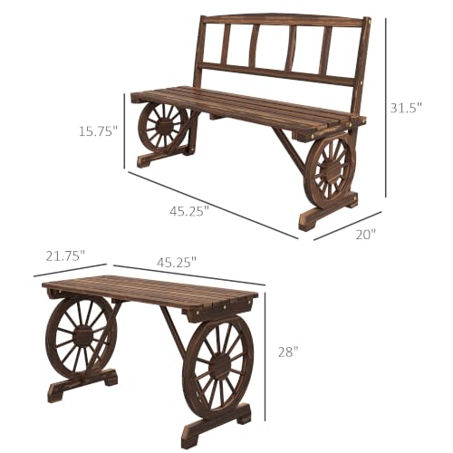 Outsunny Outdoor Table and Chairs for 4 People 3 Piece Carbonized