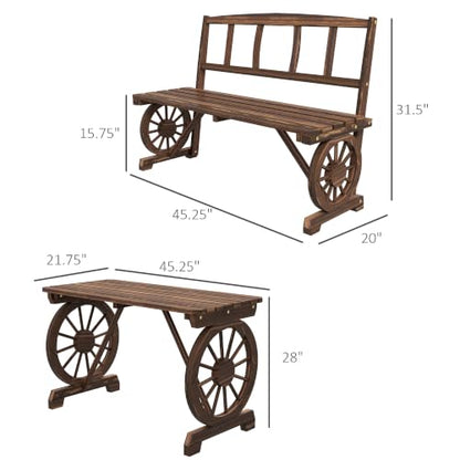Outsunny Outdoor Table and Chairs for 4 People 3 Piece Carbonized