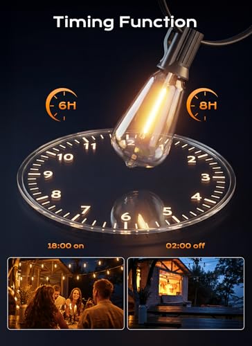Minetom 100FT Outdoor-String-Lights with Remote, 31+2 Shatterproof ST38 LED Bulbs, Waterproof Patio Lights with 3 Modes, Dimmable & Connectable 2700K Hanging Lights for Backyard Porch Deck Balcony