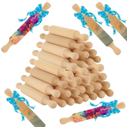 WOPPLXY 50 Pcs Mini Rolling Pin, 5.5 Inches Wooden Rolling Pins, Mini Rolling Pins Bulk, Mini Wood Rolling Pin for Home Kitchen Fondant Pastry Pizza Baking and Crafting
