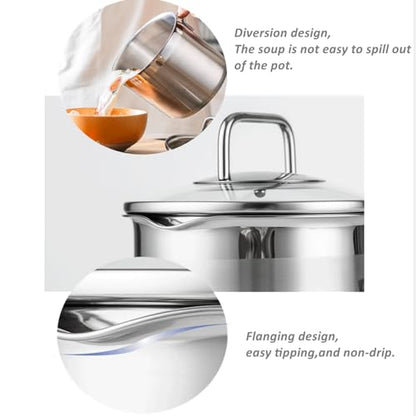 Stainless Steel Saucepan With Glass Lid, Sauce Pan, 2.5 Quart Cooking Pot, Perfect For Boiling Milk, Sauce, Gravies, Pasta, Noodles