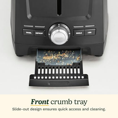 Cuisinart Core Collection 2-Slice Toaster | Extra-Long Slots for Artisan Bread, Bagel | High-Lift Quickview™ | Single Slice & Defrost Function | +30sec Toast Boost | Removable Crumb Tray, Black