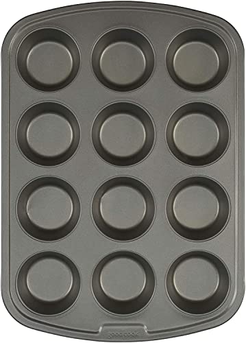 GoodCook Everyday Nonstick Steel Muffin Pan, 12 cup, Gray