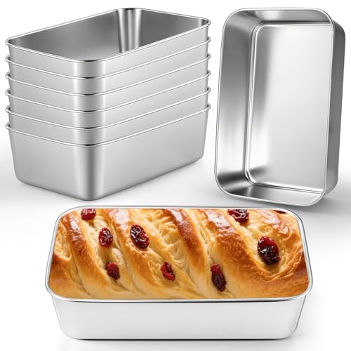 CLRBEATTY 8 Pcs Loaf Pans Set, 9 x 6 Inch Stainless Steel Bread Baking Pan, Loaf Toast Baking Pans, Sandwich Bread Pan for Homemade Breads Meatloaf Cake, Oven & Dishwasher Safe