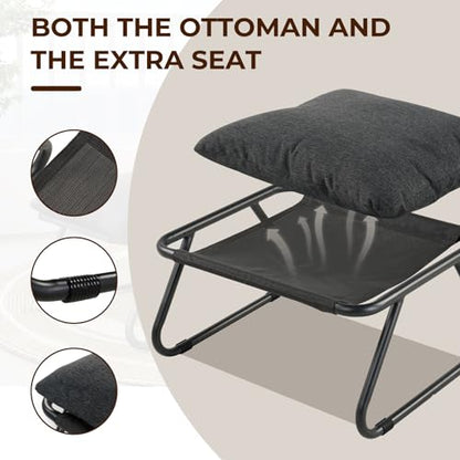 Grand patio Outdoor Lounge Chair with Footrest & Cushion, Dark Gray