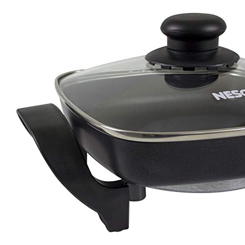 NESCO ES‑08 Electric Skillet for Everyday Home Cooking, Black Large Nonstick Skillet with Adjustable Temperature Control