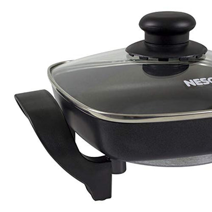NESCO ES‑08 Electric Skillet for Everyday Home Cooking, Black Large Nonstick Skillet with Adjustable Temperature Control