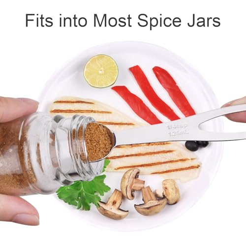5pcs Measuring Spoon Set, Heavy Duty Stainless Steel Measuring Spoons for Cooking Baking, Tablespoon Teaspoon for Dry or Liquid Ingredients, Fits in Spice Jar, 1/4 1/2 1 tsp, 1/2 1 tbsp