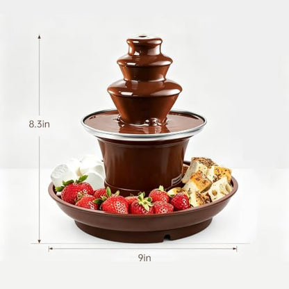 3-Tier Chocolate Fountain with Serving Tray, Chocolate Fondue Fountain for Christmas Party, Multi-Tier Fondue Fountain, Electric Chocolate Fountain for Christmas Holiday & Family Gatherings