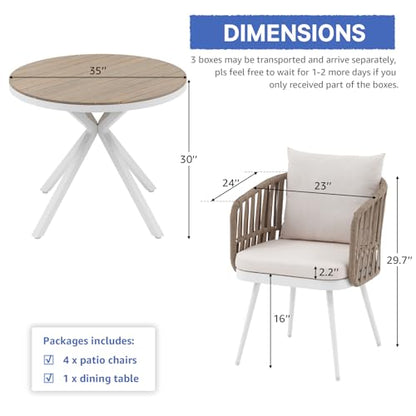 SUNSITT Outdoor Dining Set for 4, Metal Patio Furniture Dining Table Set