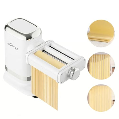 GVODE Electric Pasta Maker - 3-in-1 Pasta Sheet Roller & Cutter Set 700W Max Motor, includes Fettuccine & Spaghetti Maker with Cleaning Brush, White