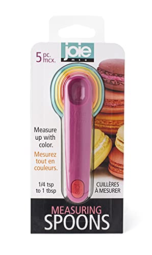 Joie Measuring Spoons, Assorted Colors, Imperial and Metric Measurements, 5-Piece Set