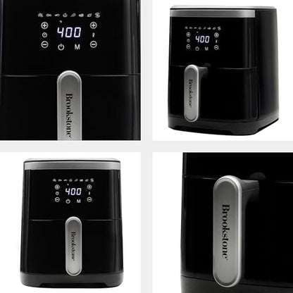 Brookstone Air Fryer – 4.5 Qt, 1300W Large Capacity Fryer with LED Display, 8 Presets, Adjustable Temp, Oil-Free Kitchen Appliance for Baking, Roasting, Frying, Healthy Crispy Meals, Black