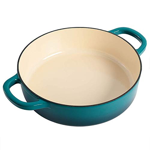 Crock-Pot Artisan Enameled Cast Iron Braiser W/Lid, 5 Quart, Teal Ombre