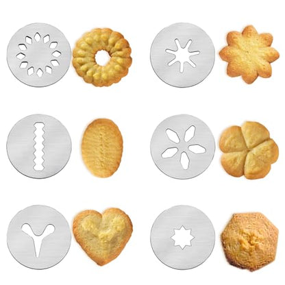 6 PCS Cookie Press Set for OXO Good Grips - Cookie Press Discs, Metal Cookie Mold Disc, Stainless Steel Cookie Stencils, Cookie Press for Baking Accessories, for DIY Biscuit Maker and Decoration