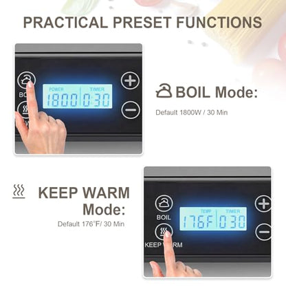 HOBCYCLE Double Induction Cooktop 2 Burner, 1800W Portable Electric Stove with 9 Temperature Settings, LED Display, Safety Lock & Timer, 110v-120v Induction Burners for Kitchen, RV