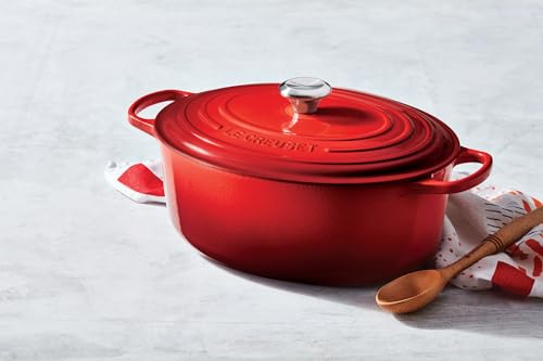 Le Creuset Enameled Cast Iron Signature Oval Dutch Oven, 5 qt, Cerise