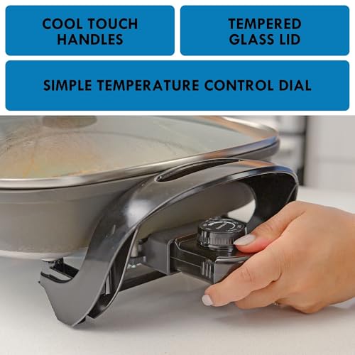 Kenmore Non-Stick Electric Skillet with Removable Drip Tray, Black, 10" x 18" Cooking Surface, Compact Countertop Cooking, Grill, Saute, Fry