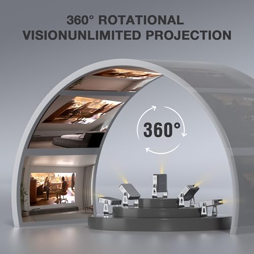 【Officially-Licensed APP & 1800ANSI】Smart Mini Projector with WiFi and Bluetooth, VISSPL Native 1080P Auto Focus & Keystone Portable Outdoor Projector, 4K Support Home Movie Projector Sliver