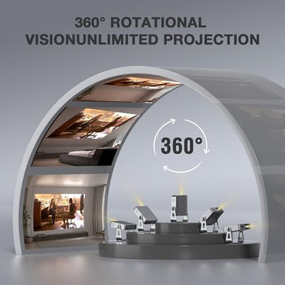 【Officially-Licensed APP & 1800ANSI】Smart Mini Projector with WiFi and Bluetooth, VISSPL Native 1080P Auto Focus & Keystone Portable Outdoor Projector, 4K Support Home Movie Projector Sliver
