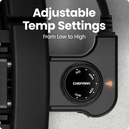 Chefman Smokeless Indoor Electric Grill, Extra Large Grilling Surface, Nonstick Table Top Grill for Indoor Grilling and BBQ with Adjustable Temperature Control, Drip Tray, Dishwasher-Safe Parts