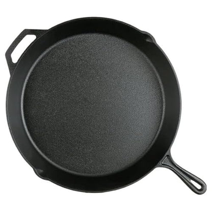 CLMSTE 15" Pre-Seasoned Cast Iron Skillet with Handle and Lipsfor Bread, Baking,Pizza, Outdoor Cooking, Camping, Grill, Stovetop