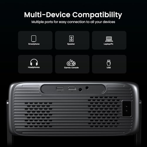 2000 ANSI Official Licensed Google TV Outdoor Projector 4K Decoding, Smart Projector with Wifi and Bluetooth, Auto Focus, Dolby Sound, Built-in Apps, HAPPRUN Indoor Home Theater with 270° Stand