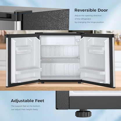 Antarctic Star 1.7 Cu.Ft Compact Refrigerator,Adjustable Thermostat,Removable Glass Shelf,Single Reversible Door Mini Fridge for Bedroom,Office,Dorm,Silver