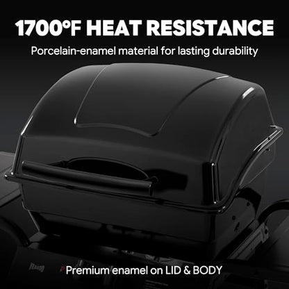 Feasto 2 Burner Propane Gas Grill with 26,500 BTUs Output, Porcelain-Enamel Main Body and Lid, Propane BBQ Grill with Warming Rack & Side Tables for Patio, Backyard, Poolside Gatherings